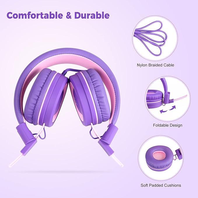 Product Introduction of Kids Wired Headphones with Adjustable On-Ear Design and Nylon Cable - Earbud, Noise Cancellation Feature - Audio Electronic Headset Durable budget  earbuds headphone gaming  headphones headset 9