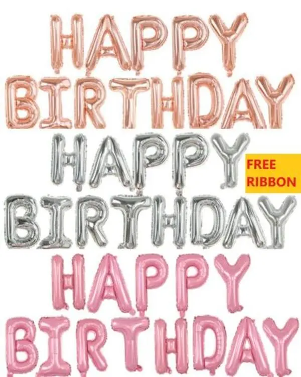 Happy Birthday Balloons Banner Bunting Letter Foil Balloon +*** FREE RIBBON ***+   Decoration