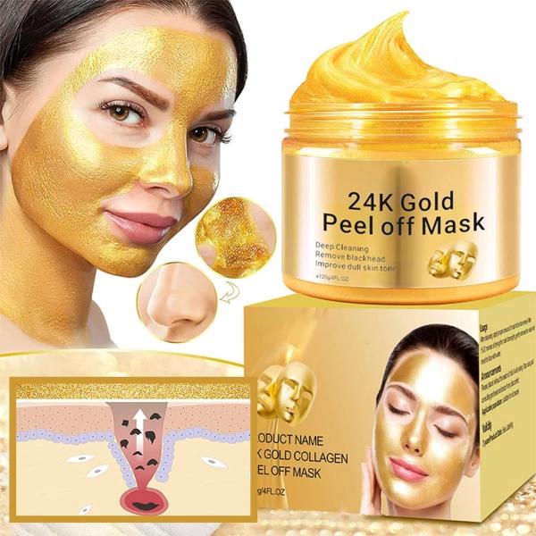 24K Peel Off Face Mask, Moisturizing Refreshing Beauty Skin Care Product for Women, Gold Face Mask, Deep Skin Clean Purifying Acne, Reduces Fine Lines & Wrinkles, Skin Care Face Lifting Firming Mask for Women 4