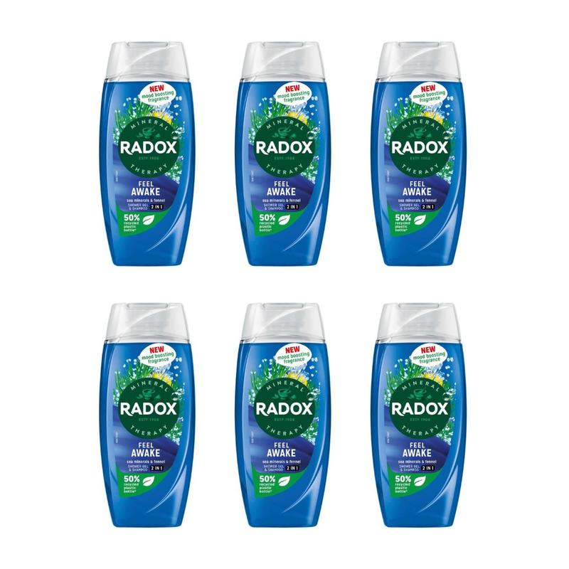 6 x Radox Feel Awake for Men 2in1 Shower Gel 250ml 0