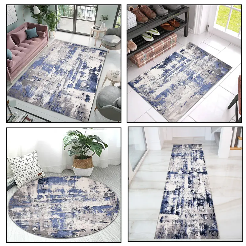 Luxury Anti-Skid Abstract Design  washable  Area Rug Modern  navy Color Rugs Large Area Rugs for Living Room & Bedroom Runner Rugs  carpets  for Hallways Entrance  Circular Round Rugs Floor  mats & rugs 8