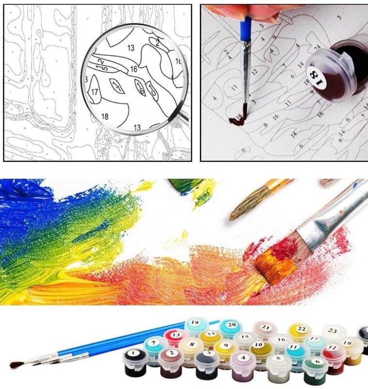 Diy Paint By Numbers Oil Painting On Canvas - Black & White Predator 132 Design 2