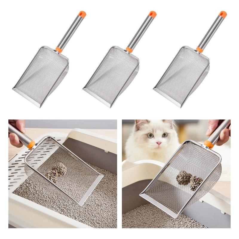 Product Introduction of NEW Stainless Steel Cat Litter Scoop with  Long Handle Kitten Sifter Sifter Litter Scooper  for Rabbits Pets Supplies Bunny 0
