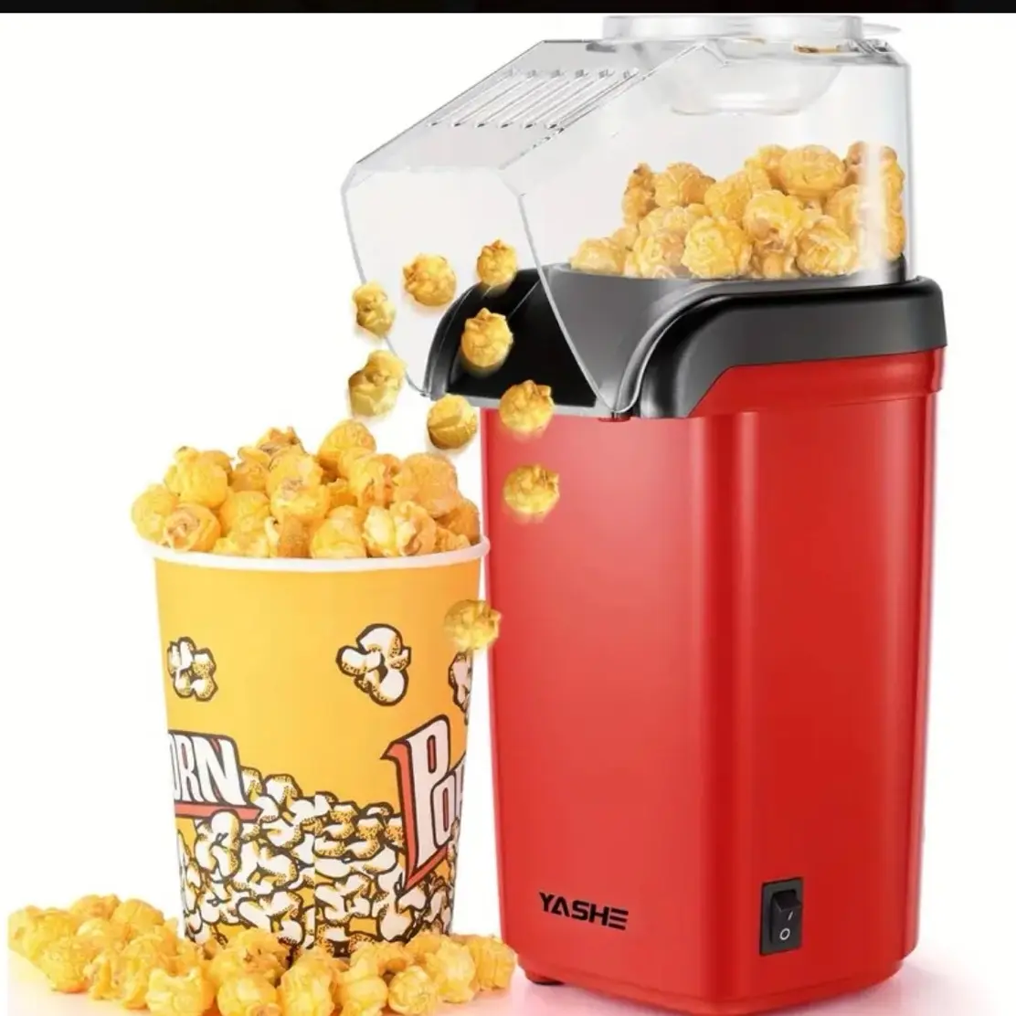 Hot Air Popcorn Maker Machine - 1200W Electric Popcorn Popper with One-Button Operation, Healthy Oil-Free Snacks, Ready in 2 Mins, Perfect for Home Movie Nights, Kids Parties, and Family Gatherings