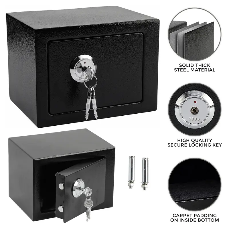4.6L SOLID STEEL SAFE HEAVY DUTY FIREPROOF HOME OFFICE SAFES 3