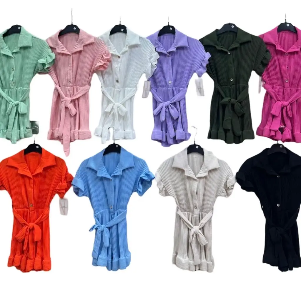 Viral Girls Gold Button Pleated Playsuit 3-14years