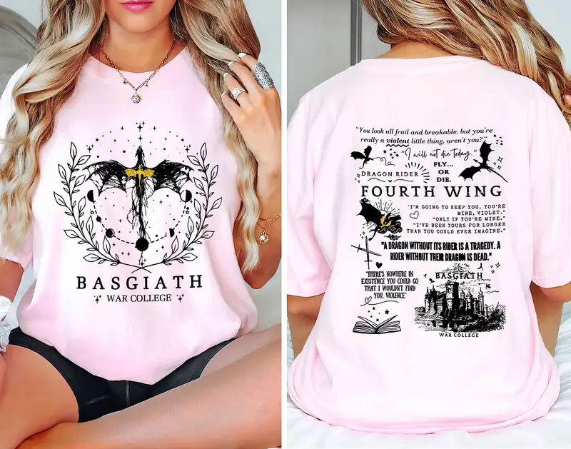 Basgiath War College 2 Sides Shirt, Fourth Wing Shirt, Dragon Rider Shirt, Fourth Wing Merch, Bookish Gift 1