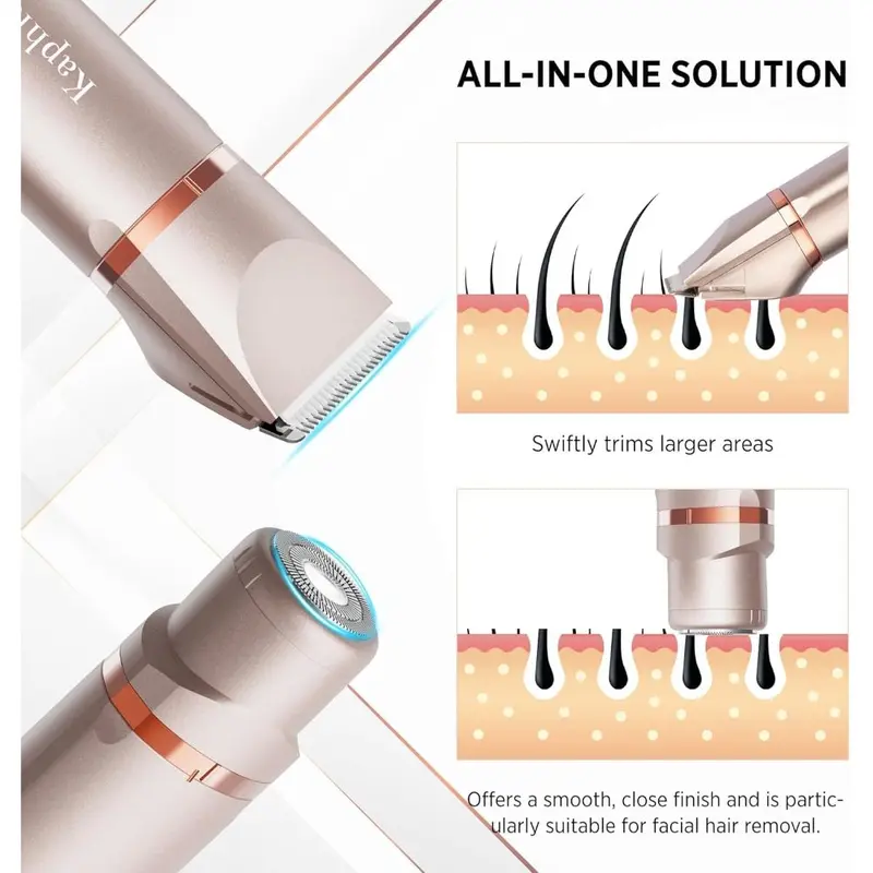 Trimmer for women pubic hair: 2 in 1 eletctric razors for women-rechargeable eletctric shaver for women-IPX7 waterproof bikini trimmer for underarm leg arm body face (Rose Gold) 3