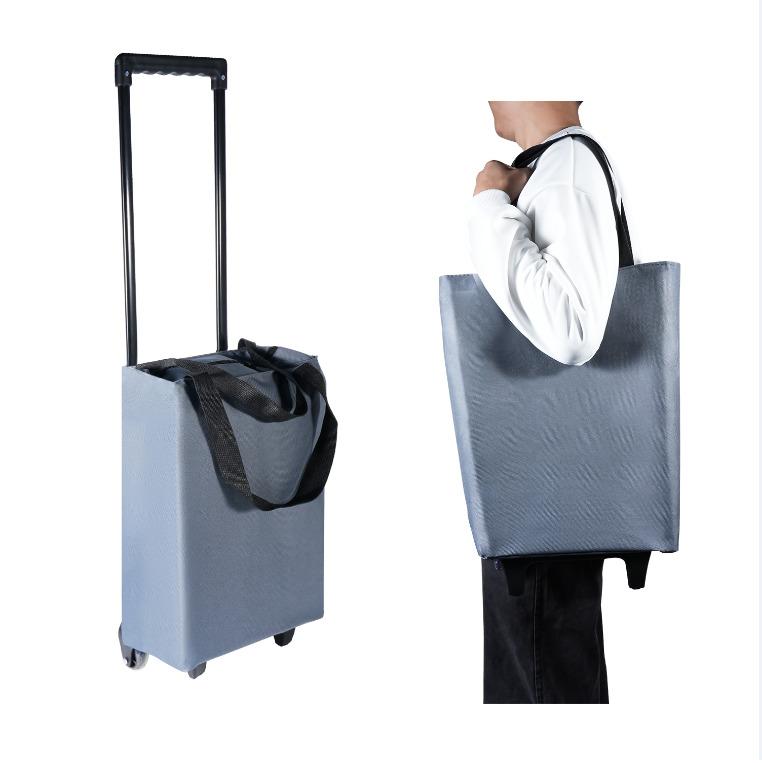 Shopping Trolley on Wheels Foldable Trolley Bags with Telescopic Handle Reusable Water Proof Trolley Bag 2 in 1 Shopping Trolleys Suitable for Shopping Supermarkets and Travel Blue 0