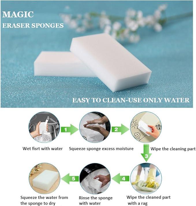 Pack of 30 Magic Cleaning Melamine Sponge, Magic Eraser Sponges, Foam Cleaning Pad - Eraser Sponge for All Surface – Bathroom, Kitchen, Floor, Baseboard, Wall Cleaner (Chemical Free) 6