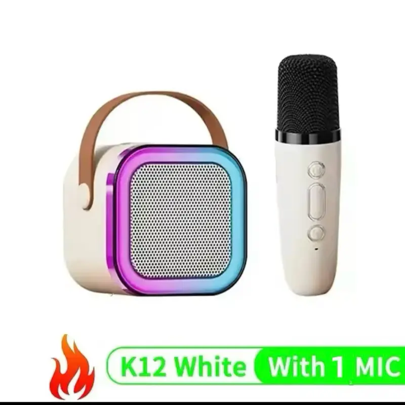 K12 Bluetooth Karaoke Machine Portable  5.3 PA Speaker System with 1-2 Wireless Microphones Home Family Singing Children's Gifts