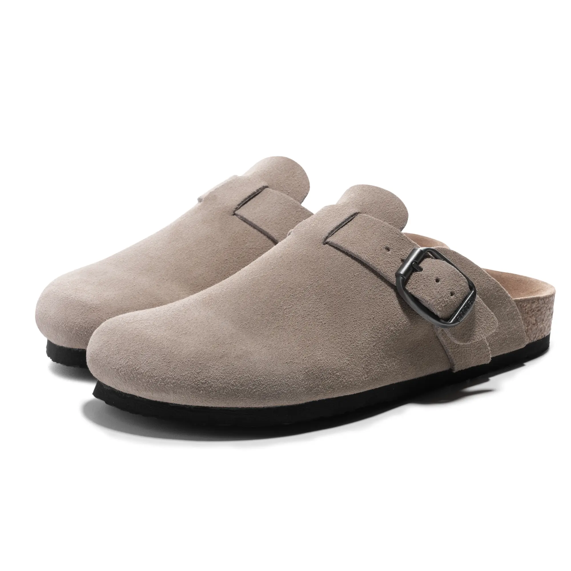 FITORY Men Suede Clogs Clogs for Men Men's Round Headed Cork Clogs Retro Outdoor Slippers, Suede Leather, Adjustable Straps Fashion Walking Shoes