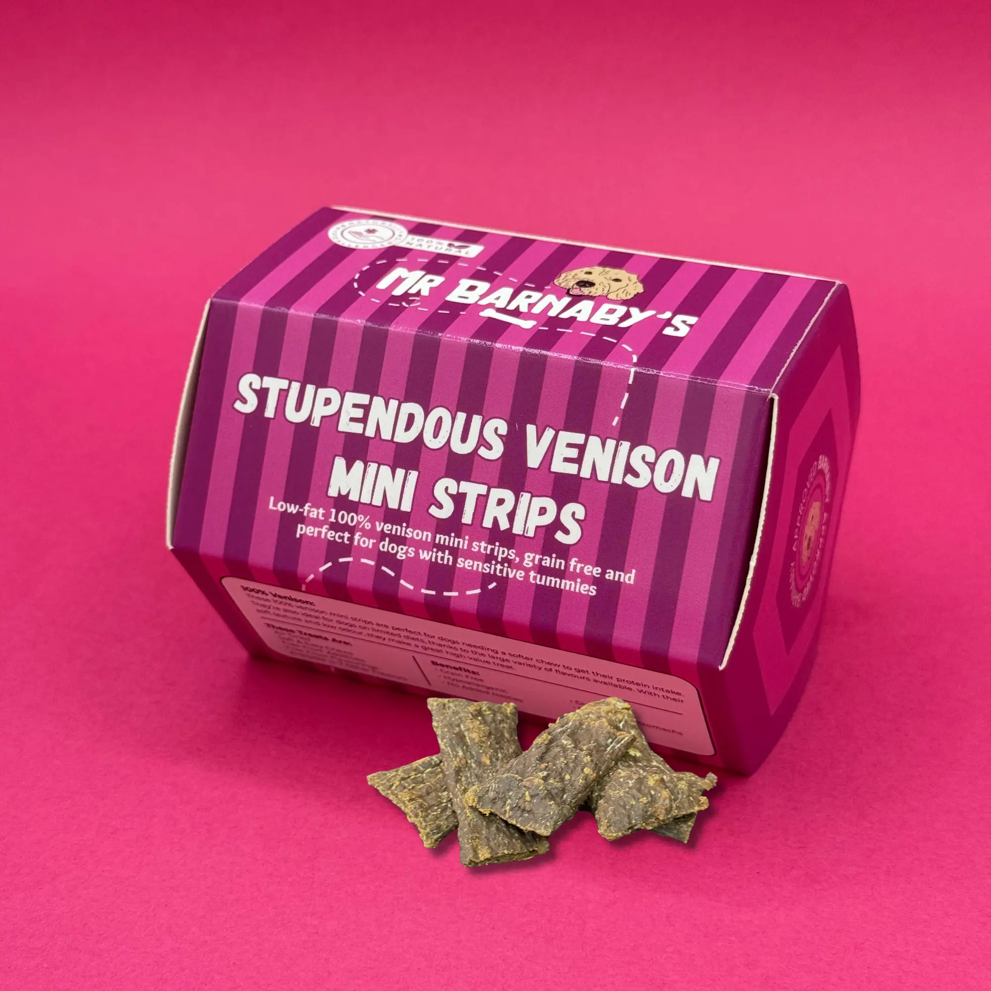 Mr Barnaby's 100% Venison Mini Strips Dog Treats (100g) - Hypoallergenic, Grain-Free, Gluten-Free - Premium High Value Rewards - Excellent For Training, Recall & More