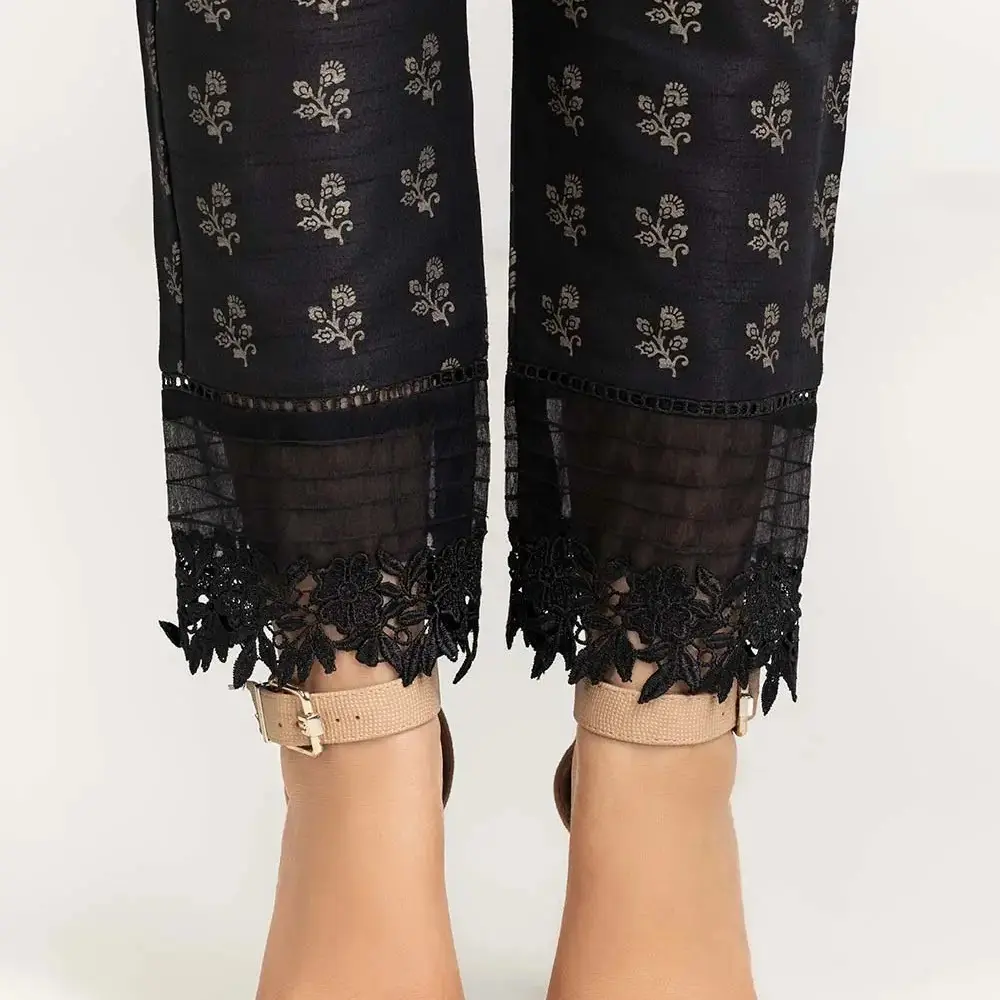 IDEAS- Luxury Pret Dyed Raw silk Trouser ILP-TR-22-13 1PC Womenswear Bottom Women Lady Pants Black Comfort