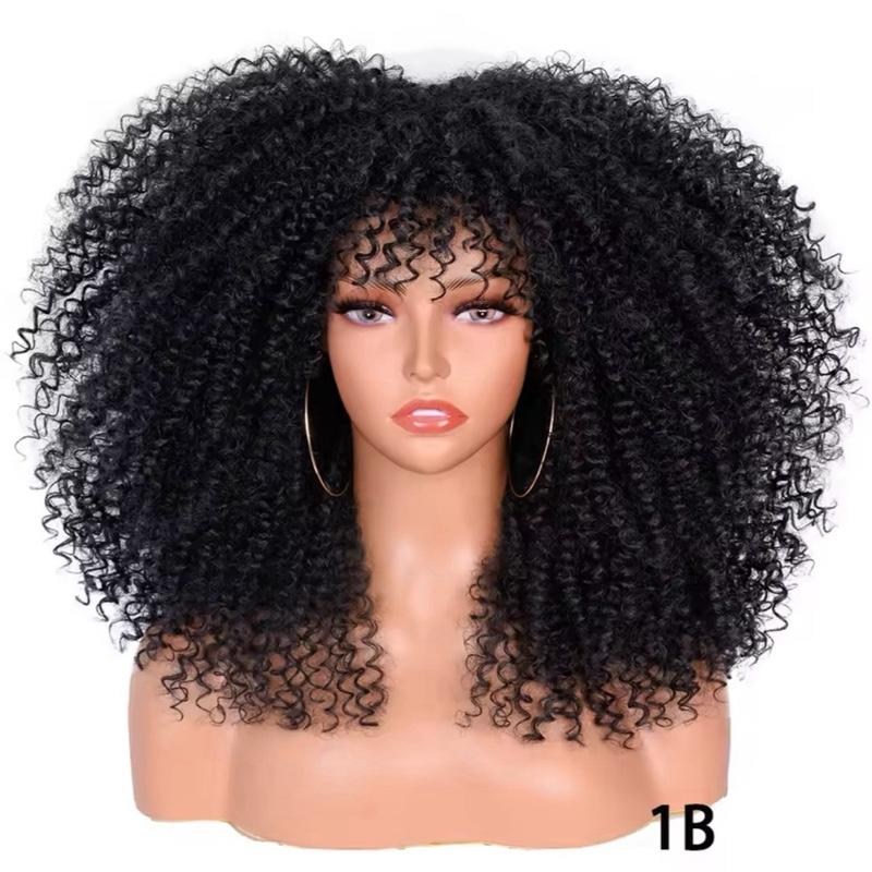 Afro Kinky Curly Synthetic Wig - Soft and Fluffy - 16 Inch - Black 9