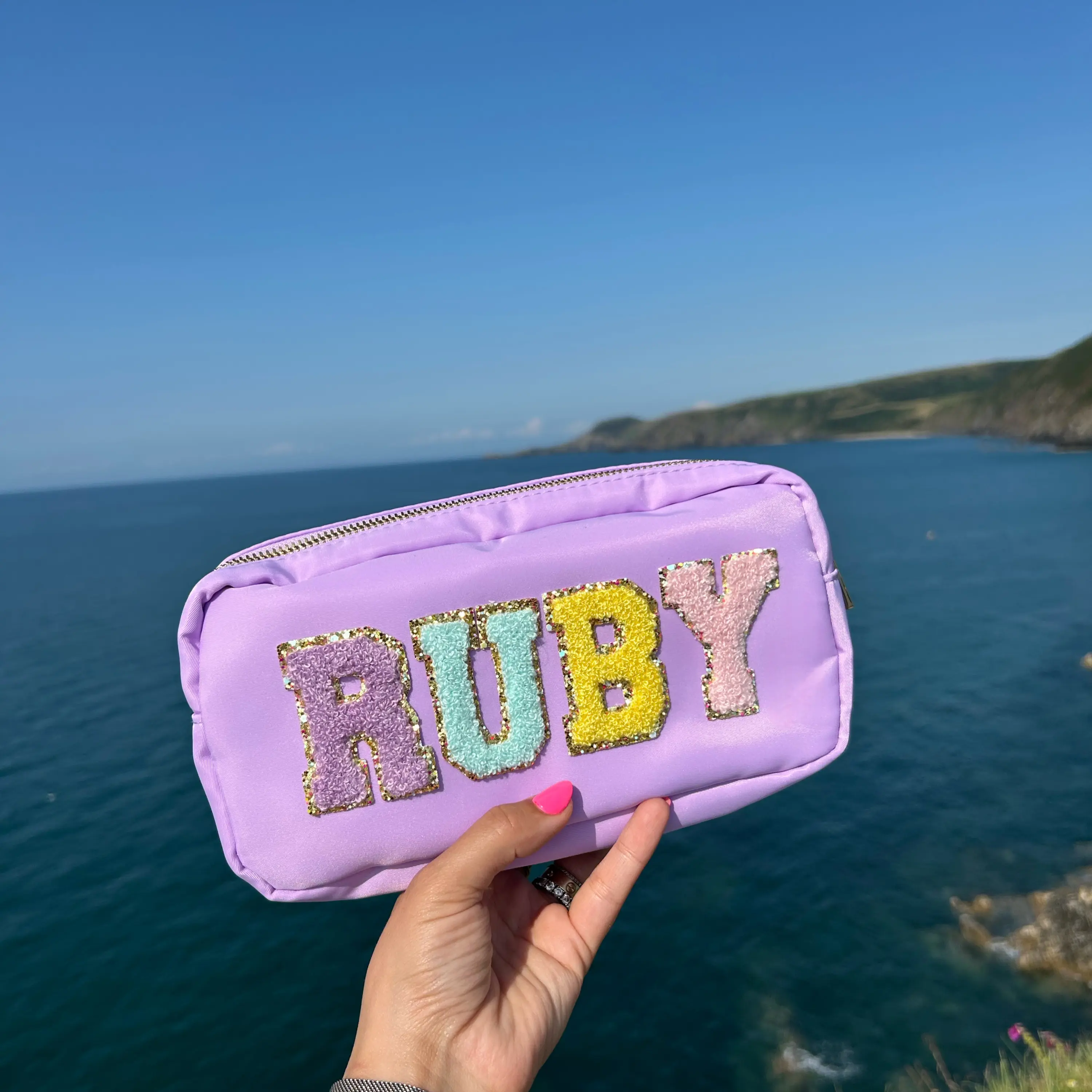 small personalised pouch for nappies, cosmetics, medicines, baby bag, kids personalised bag