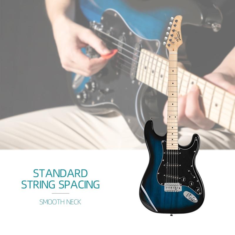 Glarry GST Electric Guitar Kit – Stylish Blue Guitar with Black Pickguard, Complete Set for Beginners & Professionals 1