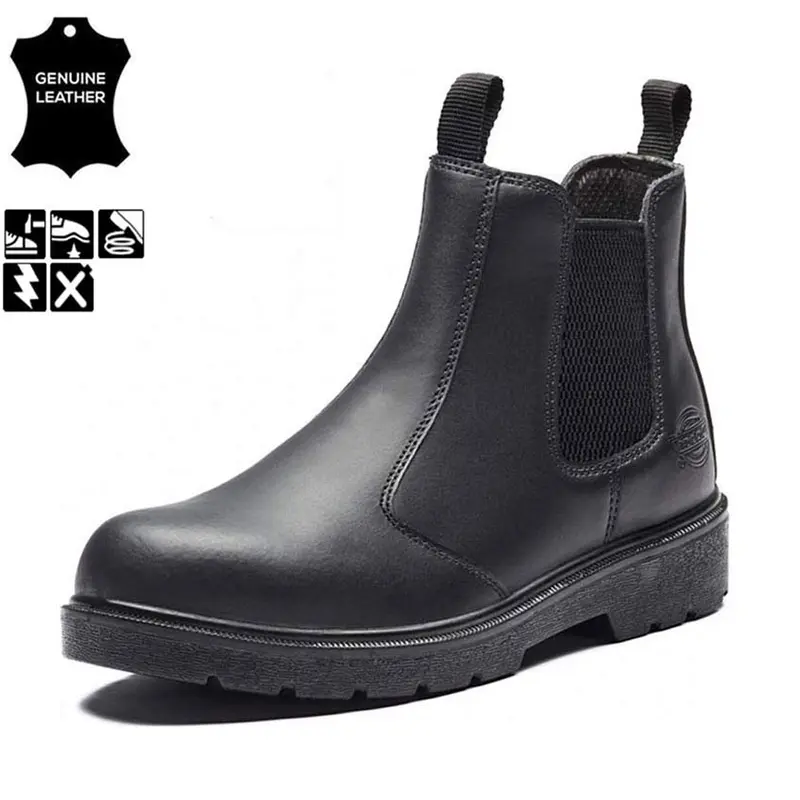 MENS LADIES DEALER CHELSEA STEEL TOE CAP SAFETY LEATHER BOOTS WORK SHOES SIZE 2