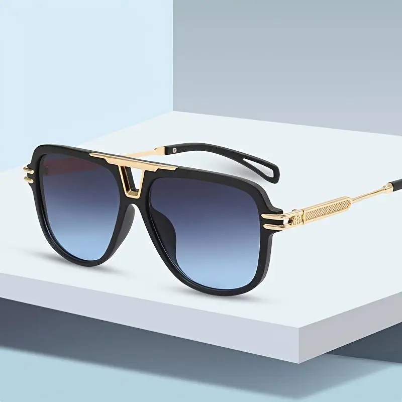 Oversized Square Aviator Sunglasses For Men Women Pilot Shades Golden Frame Vintage Sun Glasses