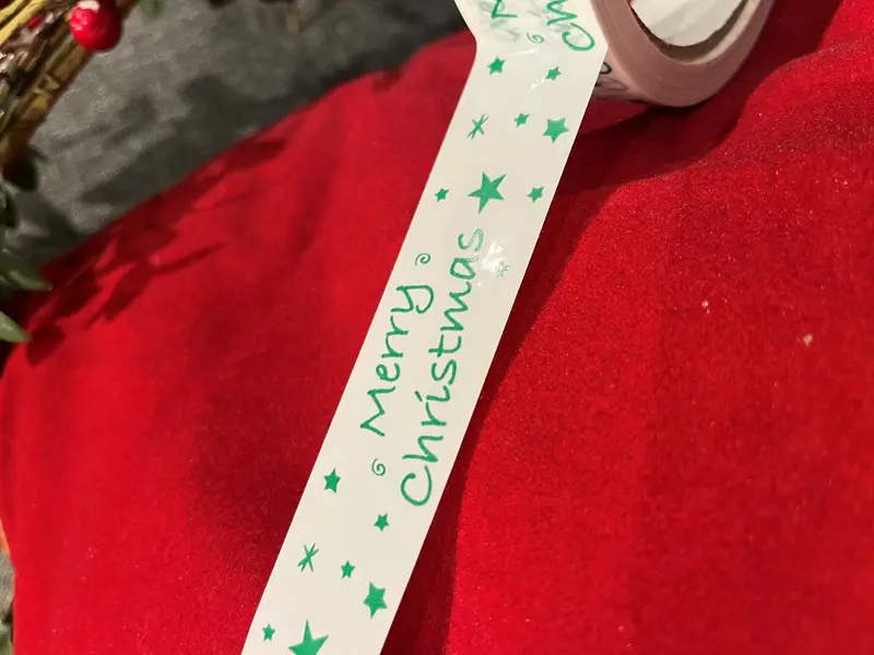 Vibac Christmas Printed Tape - Durable White Background with Merry Christmas and Stars Print - 25 mm x 33 metres 3