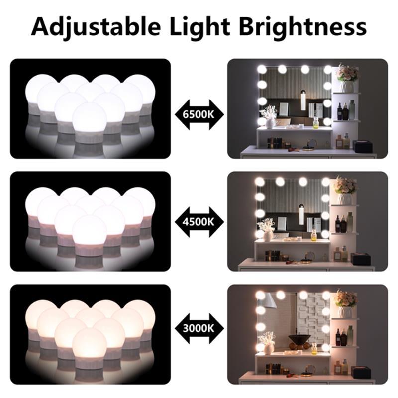 Large Vanity Set with LED Bulbs – Makeup Table with Stool, Storage Shelves, Drawer, and Cabinet – Perfect for Women and Girls, White 5