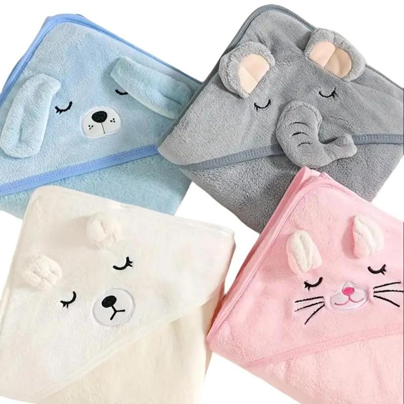 Cute Cartoon Design Baby Bath Towel/Hooded Bathrobe - Super Soft & Water Absorbent Microfibre 4