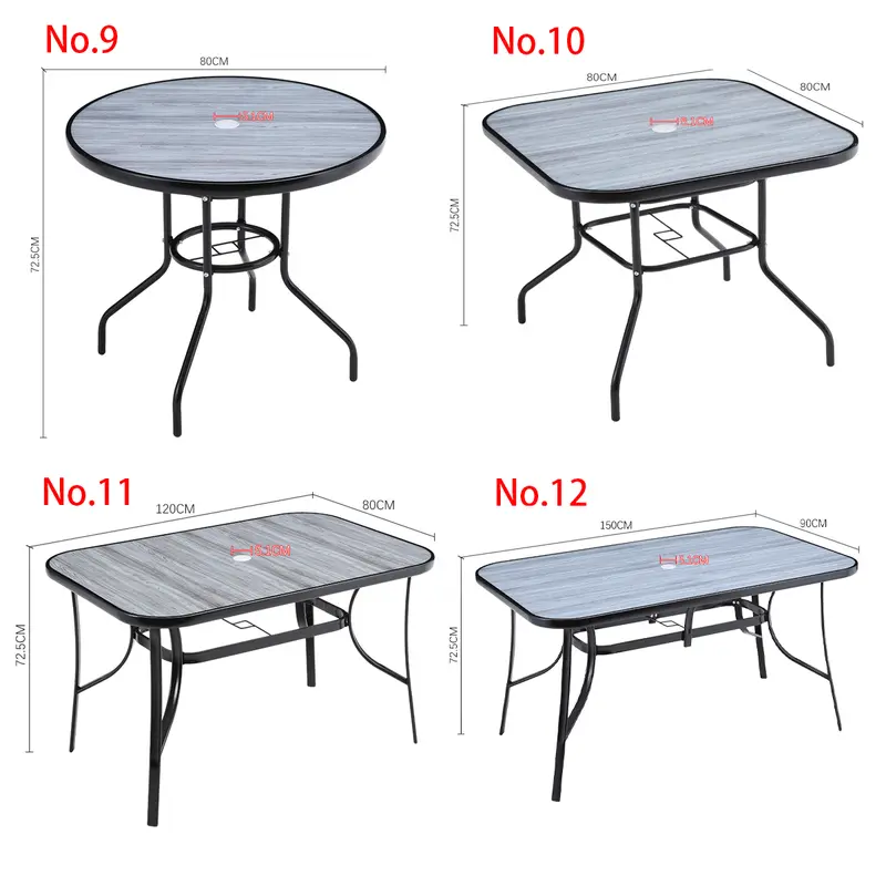Lifeideas  Marble/Wood Grain Tempered Glass Coffee Table, Folding Outdoor Table with Parasol Hole for Garden/Picnic, Round/Square/Rectangle Shape 7