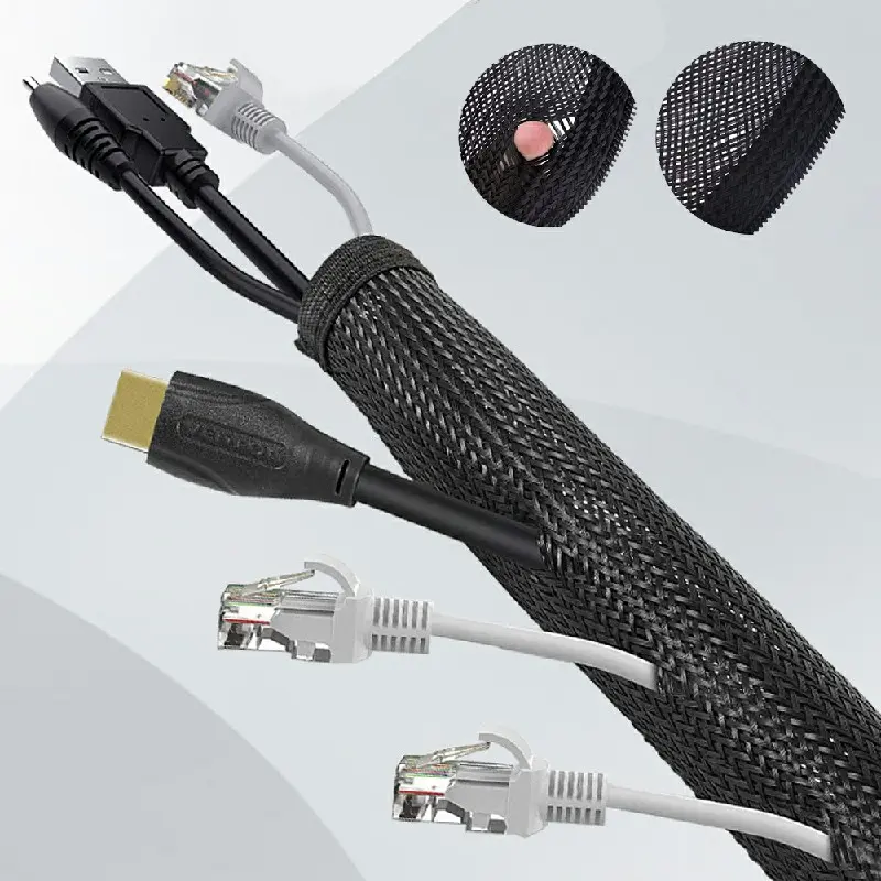 120cm Cable Tidy Zip Sleeve for PC/TV Wire Management Organisers Cable Cover Protector Protection 0