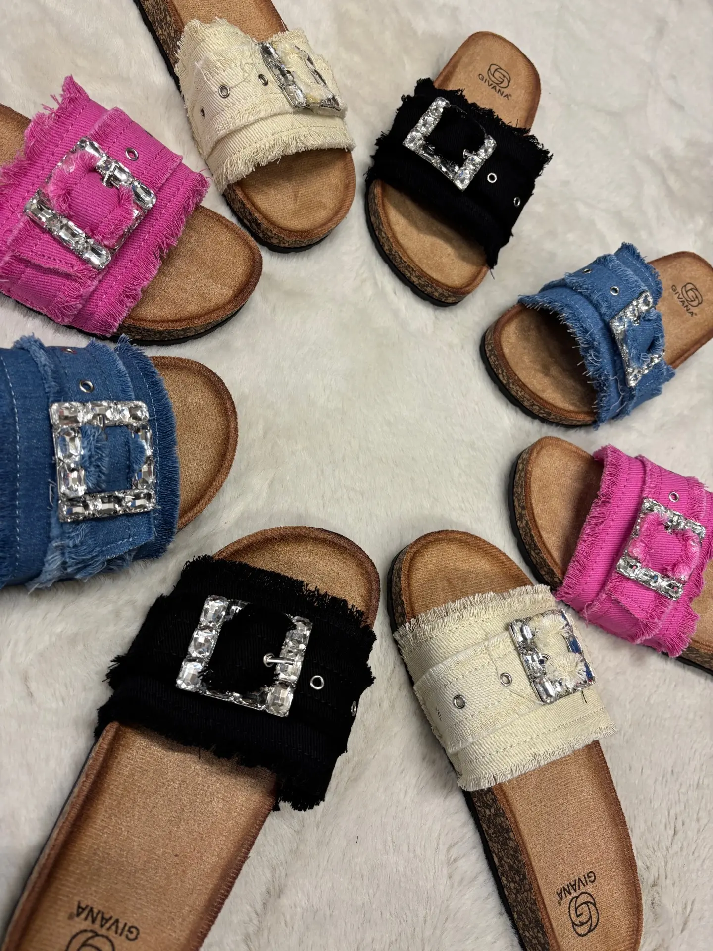 KMO ELLE diamante buckle jean sandal