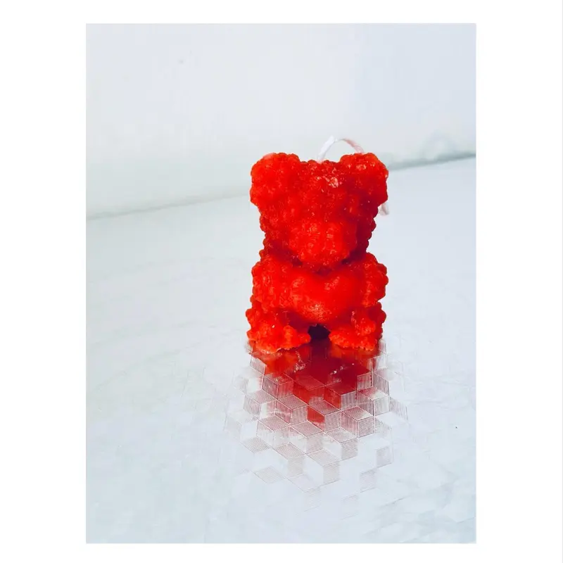 Small Heart Rose Bear Candle Decor 1