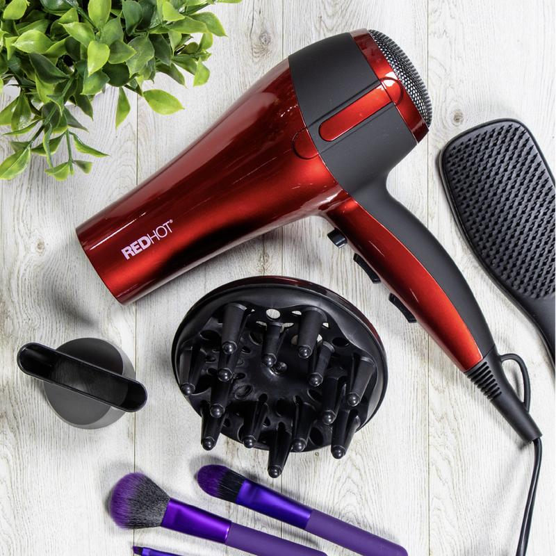 Red Hot Professional Hair Dryer with Diffuser 5