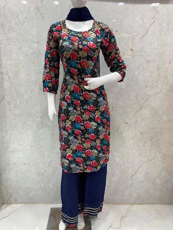 MADHANAA soft reyon winter kurti suit | 3piece set | indian pakistani style 0