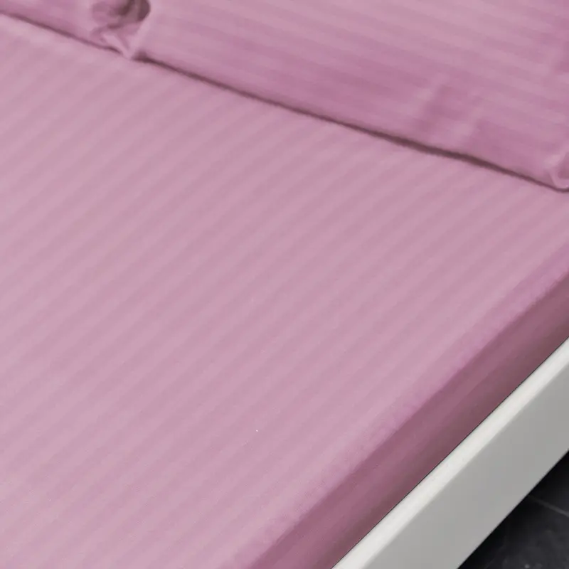 Striped Microfibre Fitted Bed Sheet (Pink) 0
