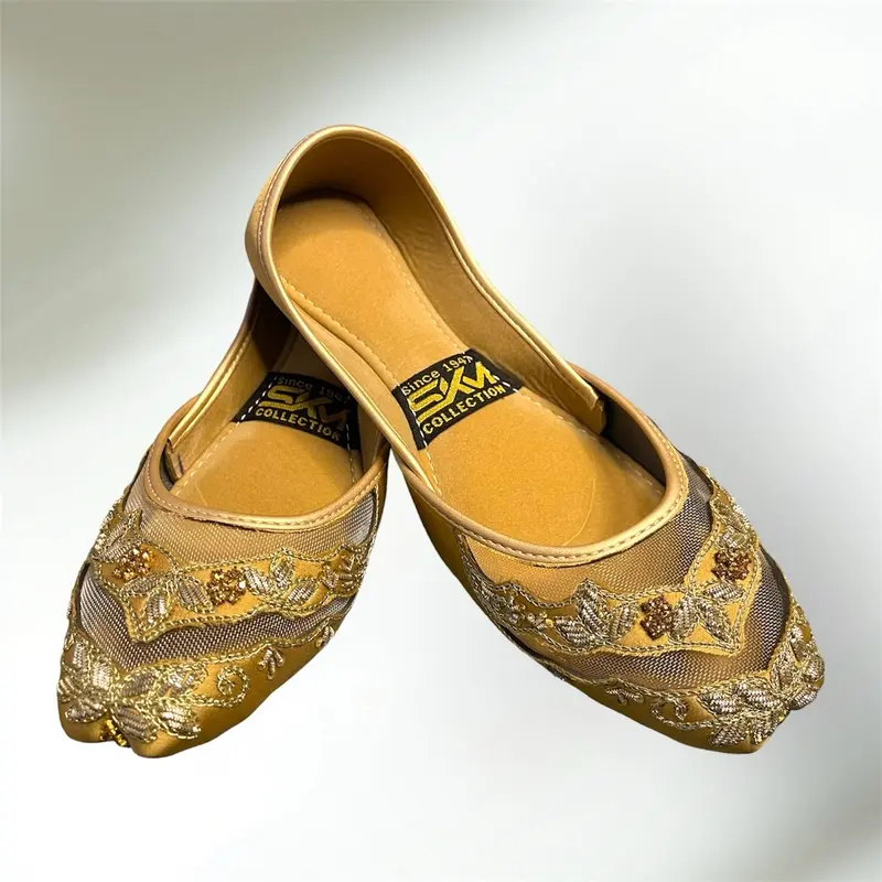 Gold Net Khussa pumps style for woems punjabi Jutti Pakistani Khussa Comfort Stylish Footwear Women Girl 0