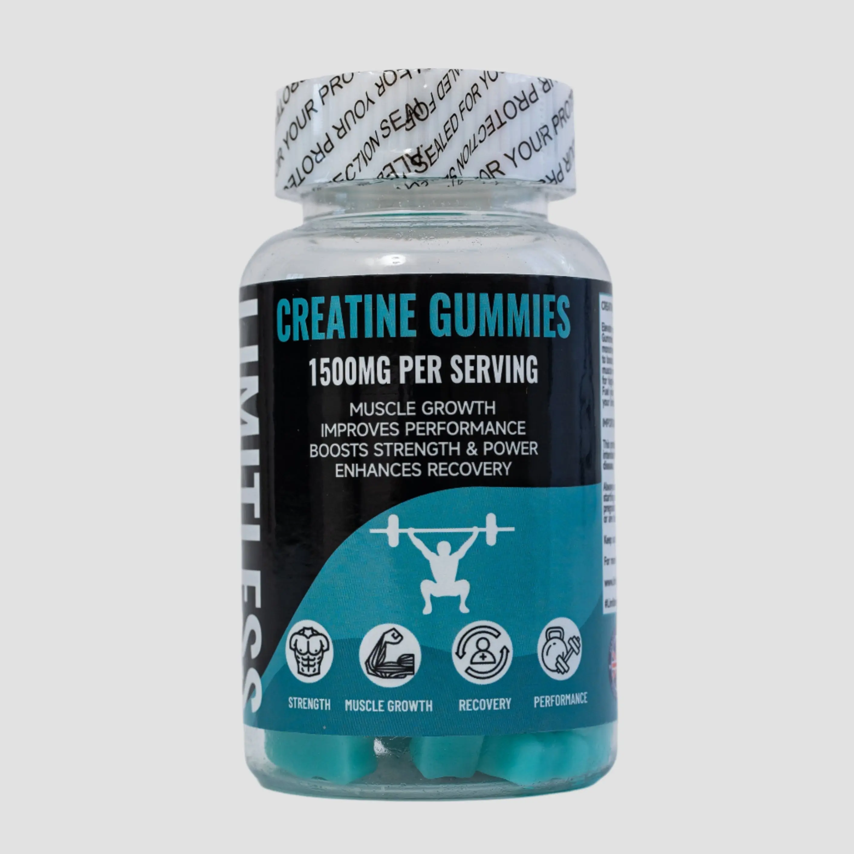 LIMITLESS GAINS – Creatine Gummies – Strength, Power, Muscle Growth & Performance Support – Blue Raspberry Flavour – 60 Gummies | Fitness Healthcare Natural Supplement Dietary Edible