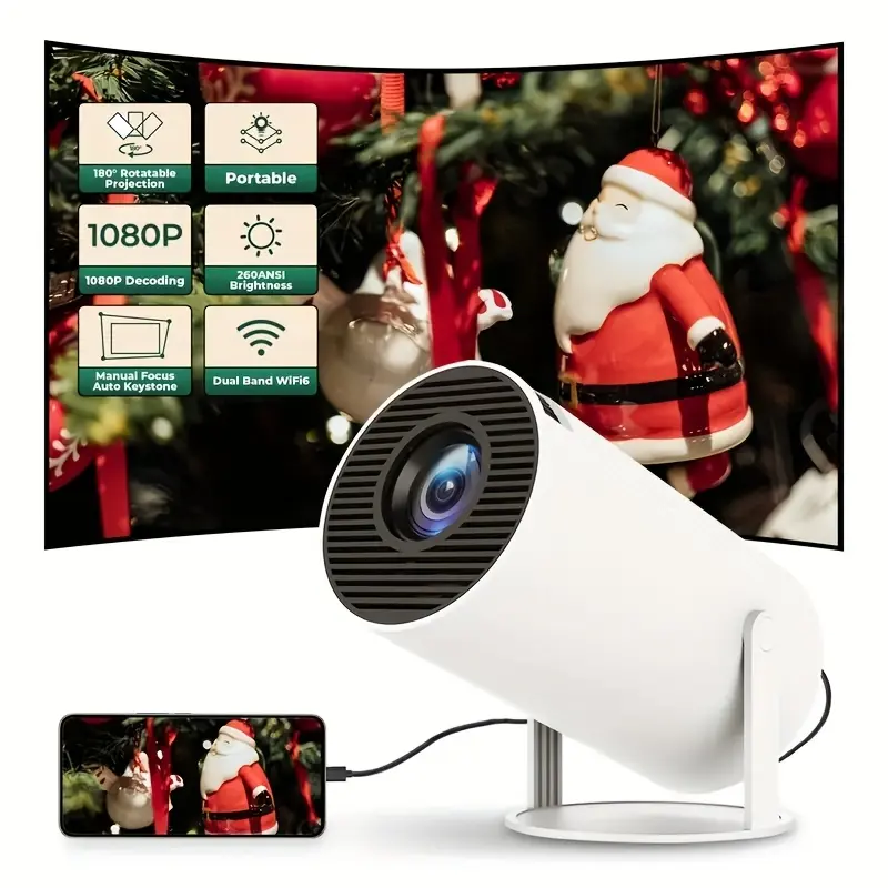 Sharp Display, Ultra-Portable 4K Mini Projector - Smart WiFi & Wireless, Adjustable Screen, 180° Rotation, USB Powered - For Movie Nights & Gaming - Perfect for Home Entertainment & Travel 7