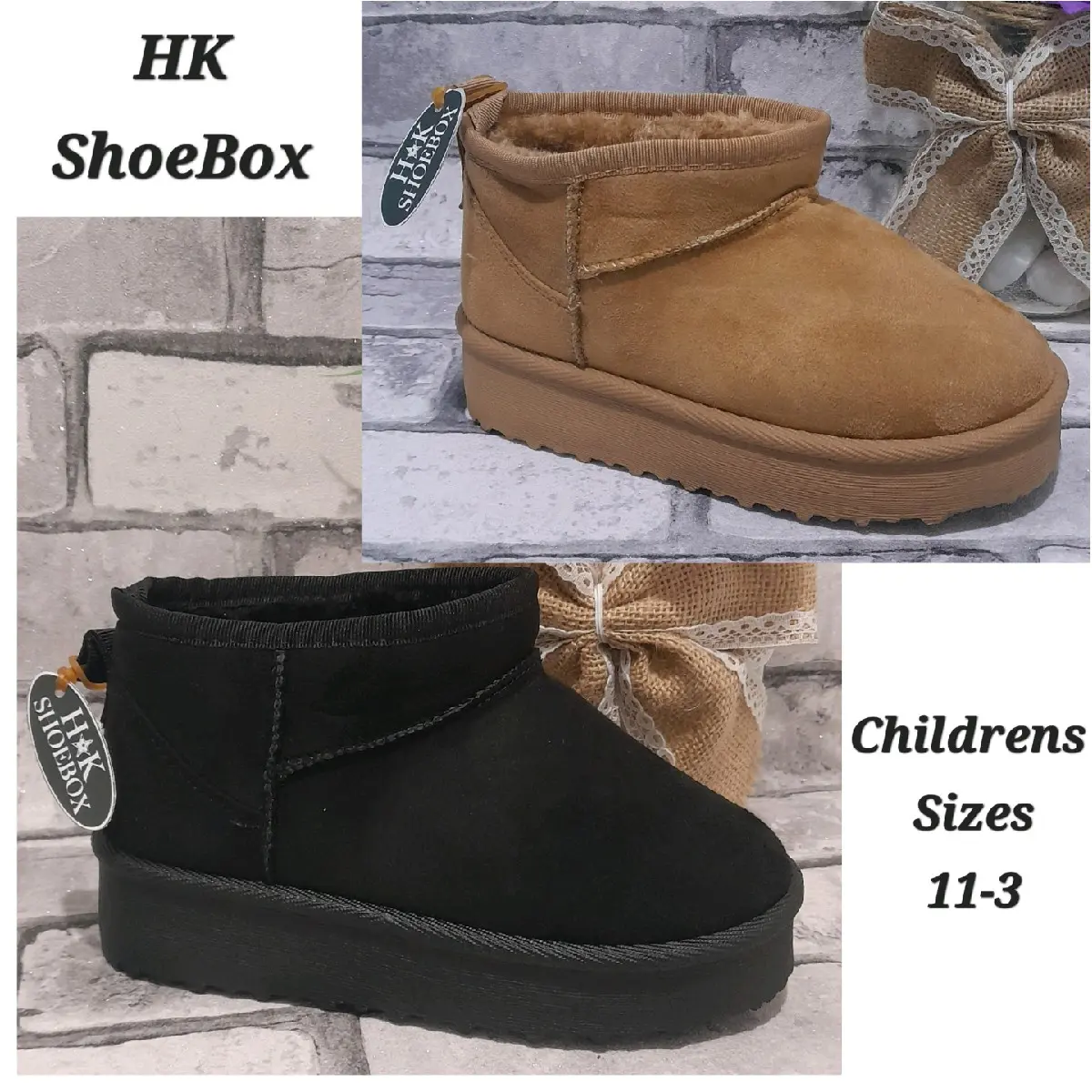 Childrens Faux Fur Lined Chunky Sole Boots for Winter