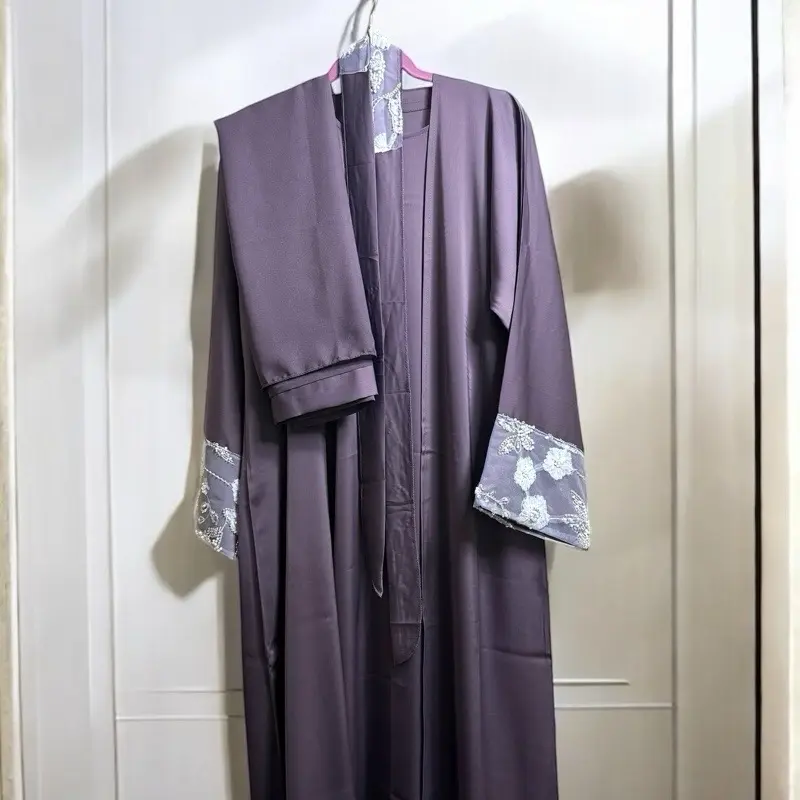 Naya 4 Piece Abaya Set - offers a luxurious experience with its premium quality satin construction. This elegant set includes inner garment, cardigan, a stylish belt, and a matching hijab. women ramadan 0