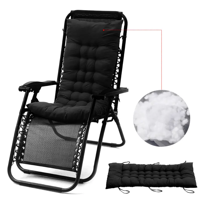 Livingandhome Thick Soft Comfortable Grey/Black/Grey Chaise Lounge Chair Cushion for Outdoor （Cushion Only） 4