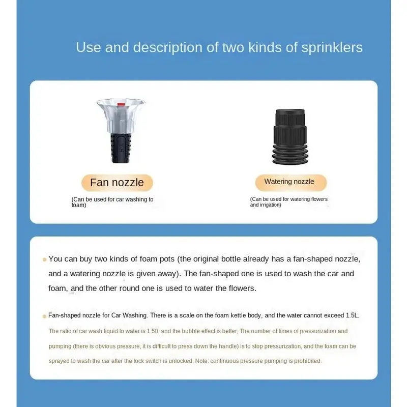 2L Hand Foam Sprayer with 3 Nozzles for Car Wash and Window Cleaning 8