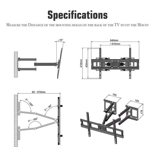Product Introduction of TMSS-104 32"-70" Corner Full Motion Articulating TV Wall Mount Bracket Max Weight 50Kg VESA 600*400 39
