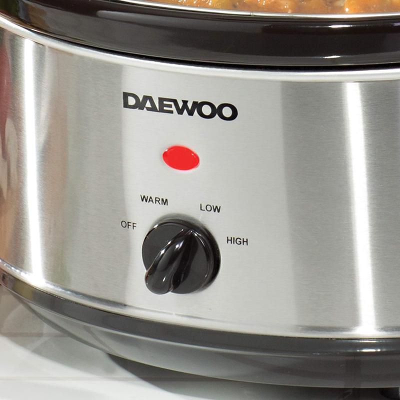 Daewoo Stainless Steel Slow Cooker With 3 Heat Settings And Power Indicator, Dishwasher Safe and Carry Handles With Raised Feet, Easy Clean, 3.5-Litres 2