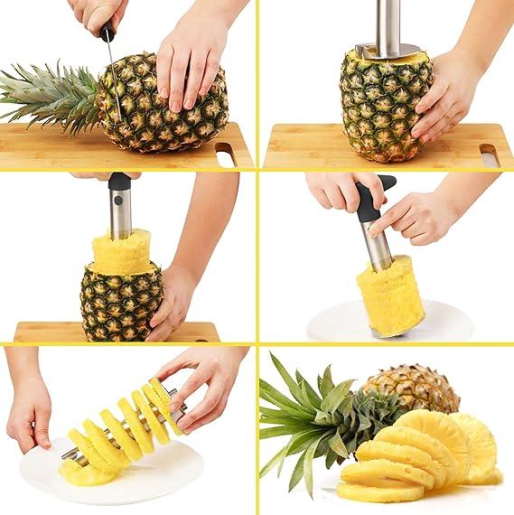 pineapple cutters Pineapple Corer And Slicer 2 In 1 Stainless Steel Core Remover Dishwasher Safe Pineapple Rings Cutter With Non Slip Detachable Handle Easy Kitchen Fruit Tool Ideal For Home Kitchens & Restaurant (1pc) 4