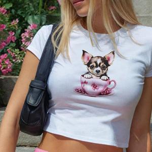 Chihuahua Print T-Shirt - Womens Baby Tee - Salty Pixie