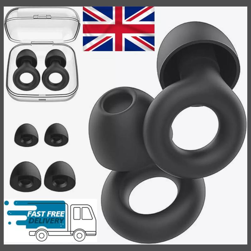 LOOP STYLE Black Comfortable Light Soft Reusable Silicon Earplugs Set with Travel Case for Sleep, Work, and Conversation Silicone Teens 1
