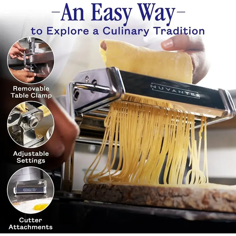 Pasta Maker Machine, Adjustable Thickness Settings, Noodles Maker with Washable Aluminum Alloy Rollers and Cutter 5