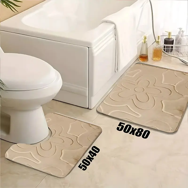 2-Piece Memory Foam Bath Mat Set - Extra Soft, Non-Slip, Super Absorbent Bathroom Rugs, Machine Washable bathroom  accessories wudu  mat  bathroom 5