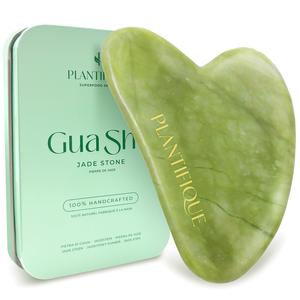 PLANTIFIQUE Jade Gua Sha - Gua Sha Facial Tools - Massage Tool - Jawline Sculptor - Face Lifting - Gift Case - Heart-Shaped Jade - Gua Sha Board