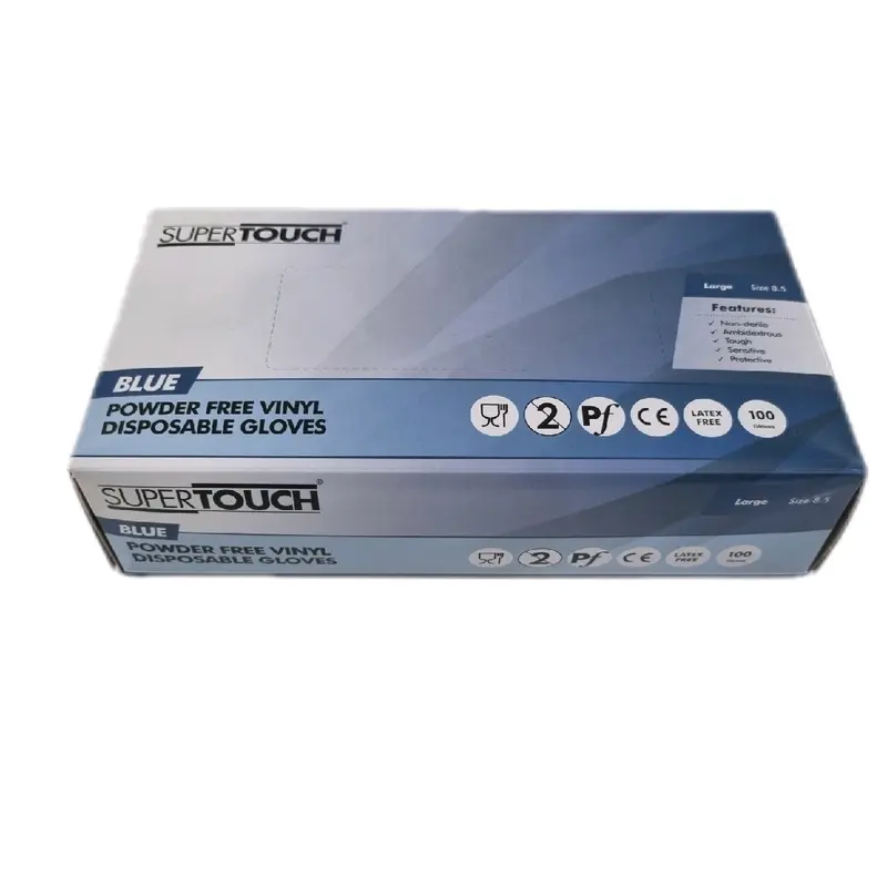 Supertouch 100 Blue Vinyl Disposable Gloves Sizes S/M/L/XL Available Powderfree Foodsafe Cleaning  Latex Free 4