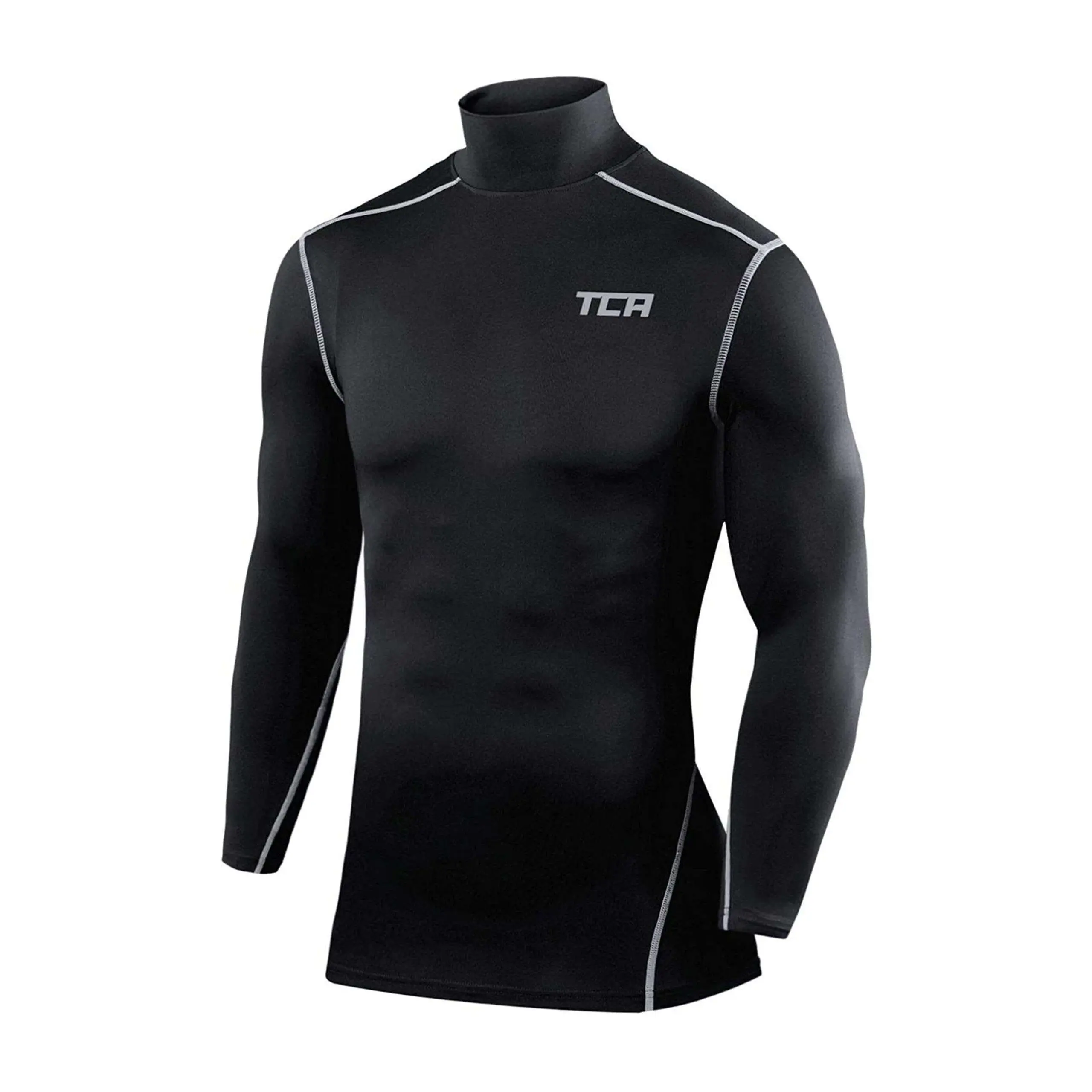 TCA Boy's Pro Performance Mock Neck Compression Base Layer Football Running Long Sleeve Thermal Under Shirt